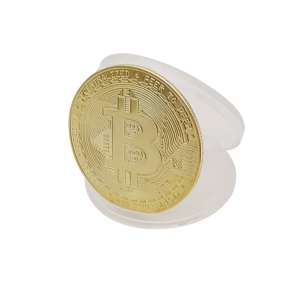 

Коллекционный Биткоин с защитным чехлом, подарочные памятные сувениры, позолоченная металлическая монета, Античная имитация