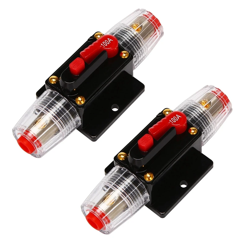 

2X 12V-24V Inline Auto Circuit Breaker 100A Manual Reset Switch Car Audio Fuse