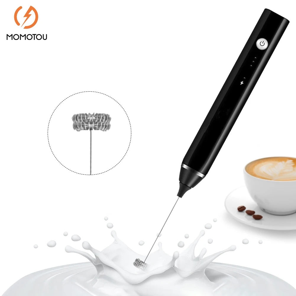 

3-Speeds Egg Beater Coffee Milk Drink Whisk Mixer Heads Eggbeater Frother Stirrer USB Rechargeable Handheld Food Blender Whisk