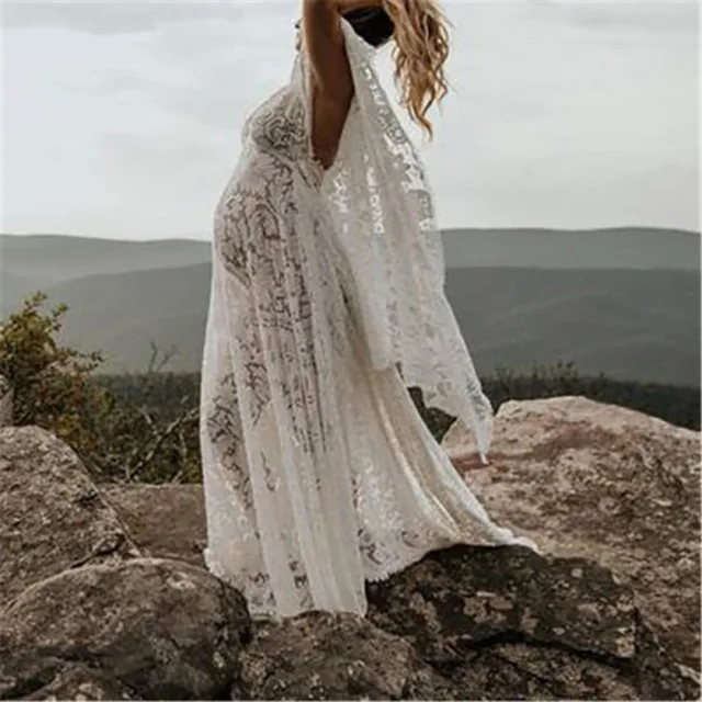 Boho Style Lace Maternity Dress For Photography Maternity Photography Outfit Maxi Gown Pregnancy Women Lace Long Dress 5
