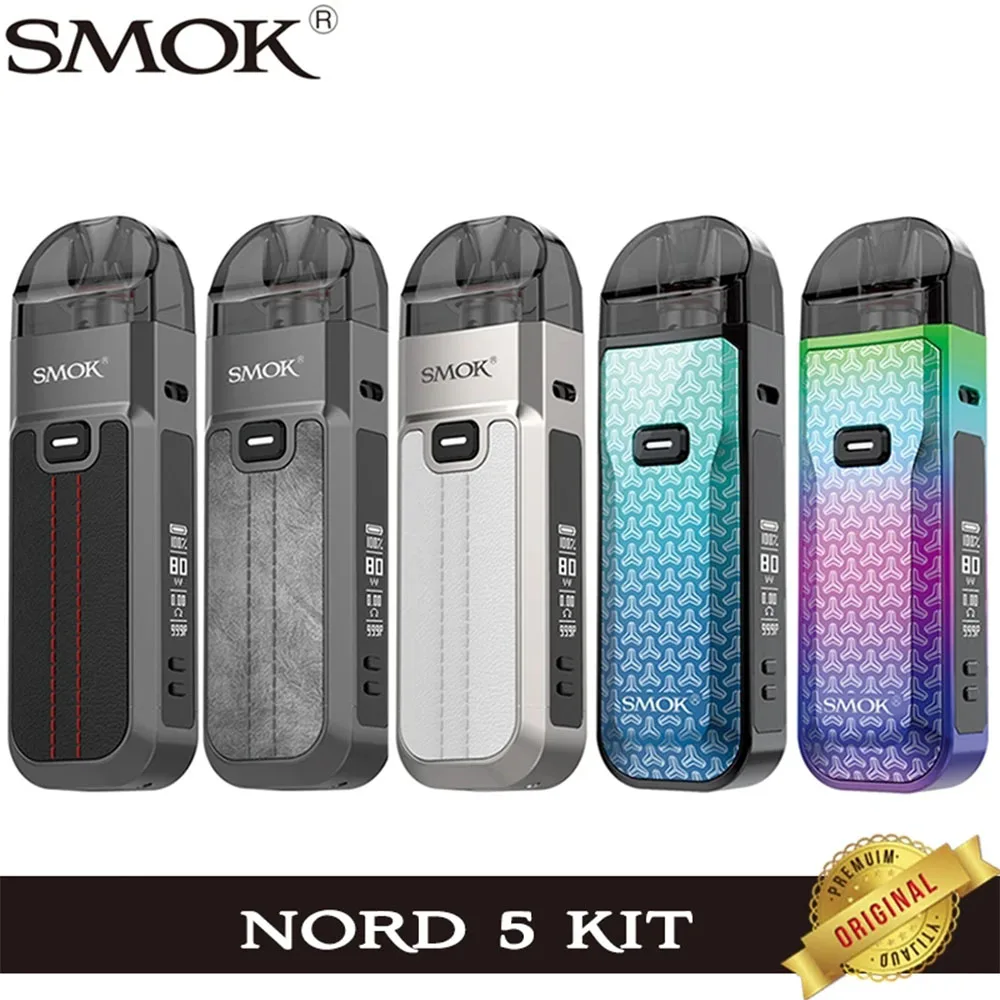 

Вейп SMOK NORD5 Kit Box Mod 2000 мАч аккумулятор 80 Вт с 5 мл электронная сигарета картридж испаритель RPM3 Mesh Coil NORD 5 VS NOVO5