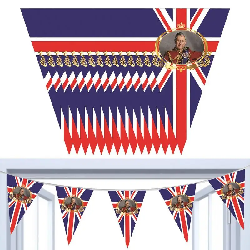 

Coronation Party Decorations King Charles III Union Jack Bunting Flags His Majesty's Royal Coronation Ceremony Pub BBQ Royal