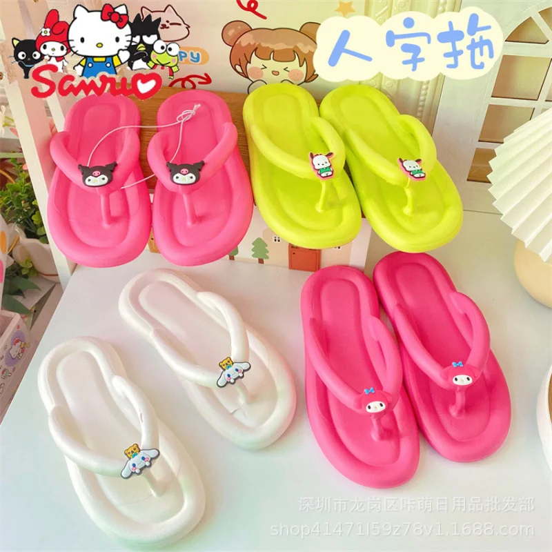 

Sanrio Melody Kuromi Hello Kitty Cinnamoroll Pochacco Flip-flops Home Anti-slip Wear-resistant Slippers Beach Outdoor Slippers