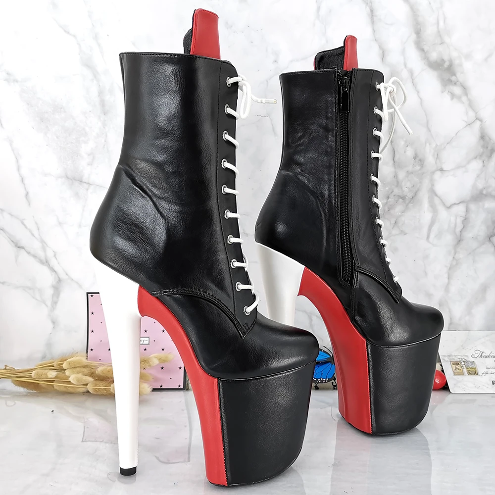 Leecabe  20CM/8inches Colorful Materials covered High Heel platform  closed toe Pole Dance boots