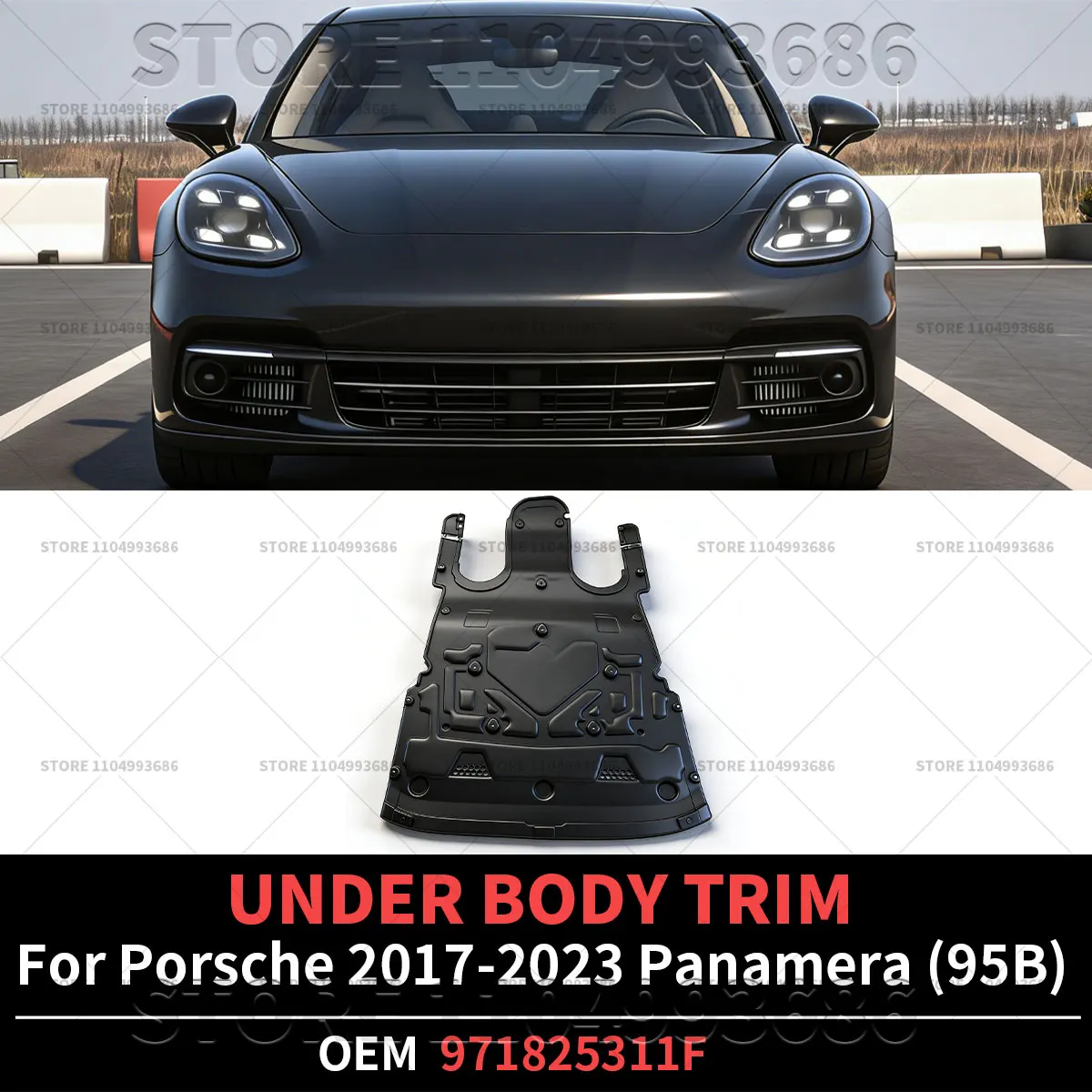 Фото Для Porsche Panamera 4 GTS S Turbo S 4S (971) 2017-2023 годов выпуска, защита днища, OEM 971825311F 971825523C №1
