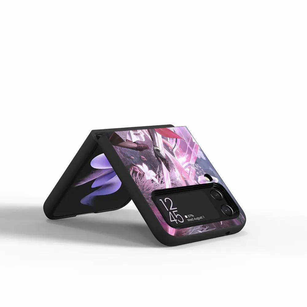 Фото Wuthering волны TaoQi чехол для Samsung Galaxy Z Flip 4 3 5G жесткий черный чехол для телефона Capa Flip4 Flip3 PC Cover Zflip3 Zflip4 Shell №3