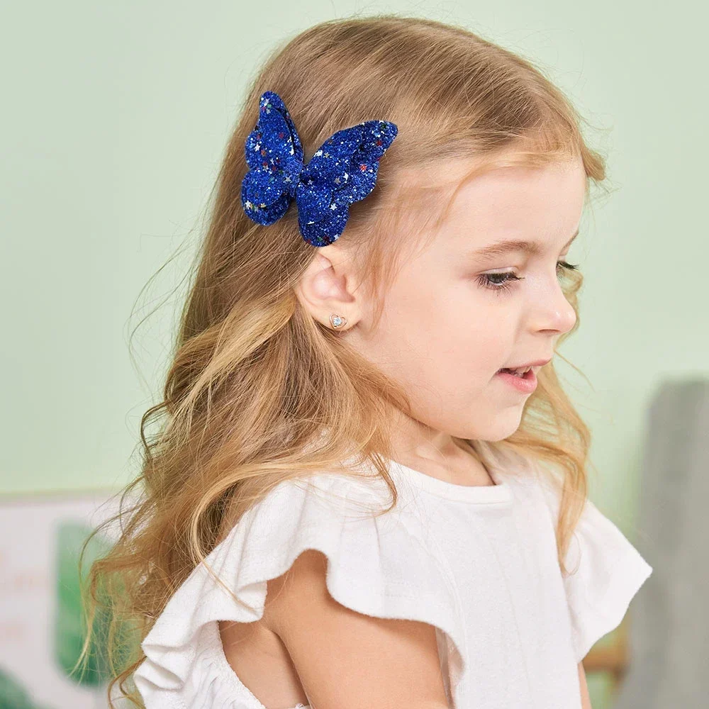 4 шт./компл. милые двойные бабочки с блестками банты для волос зажим маленьких