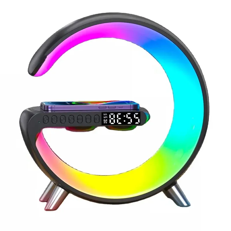 

15W RGB Wireless Charger, Wireless Charger Stand Alarm Clock Speaker APP Remote,For iPhone 14 13 12 11 X 8 Samsung Fast Charging