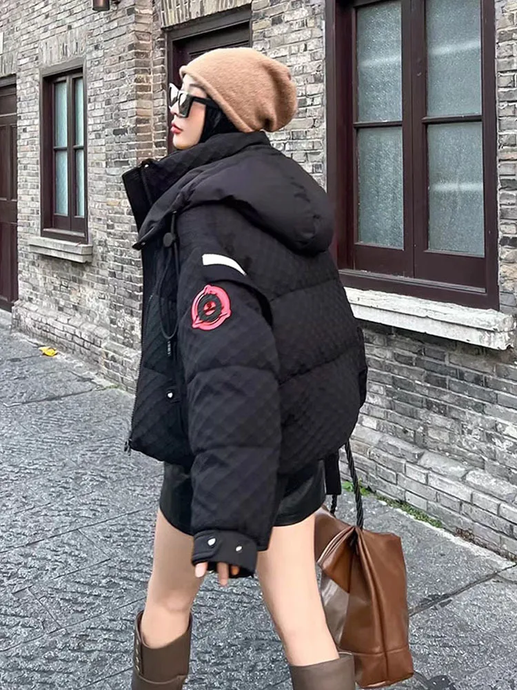 Женские зимние пуховики короткие модельерские женские пальто контрастные цвета