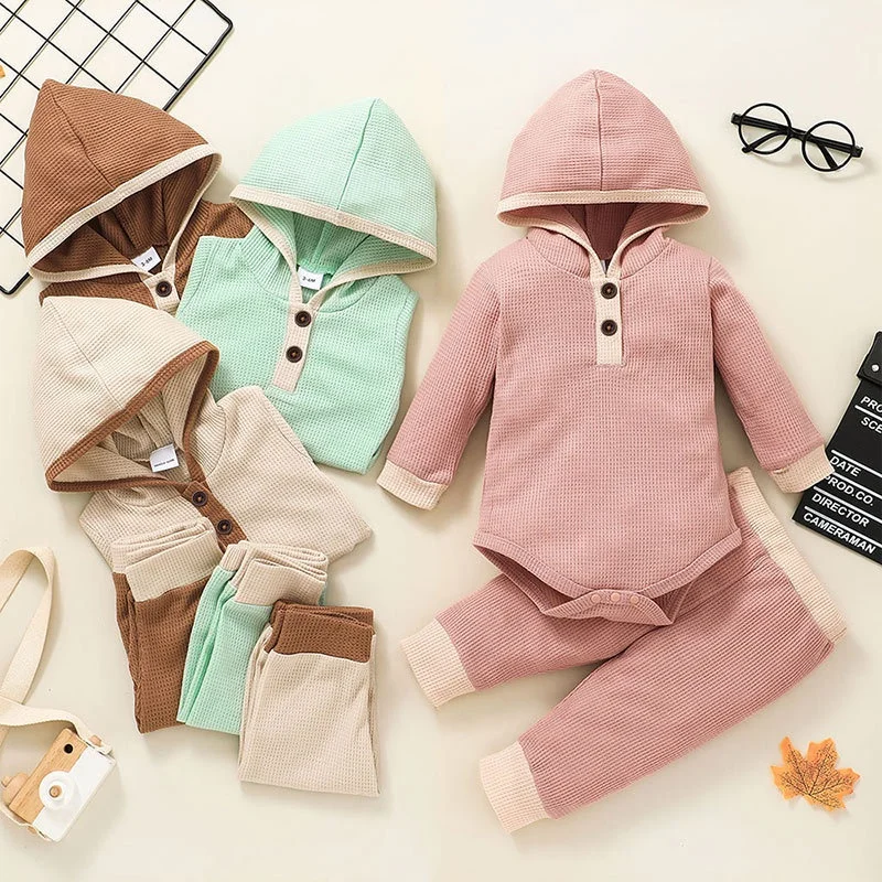 

Kid Boy Girl 0-24 Months Casual Long Sleeve Hoodie Romper And Pants Outfit Toddler Infant Clothing Set Fashion Kids Wear Ootd