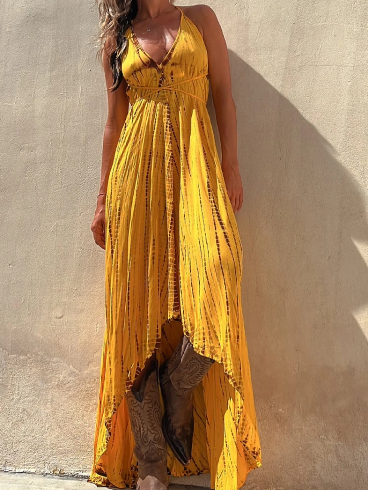 

Женское платье с V-образным вырезом, без рукавов