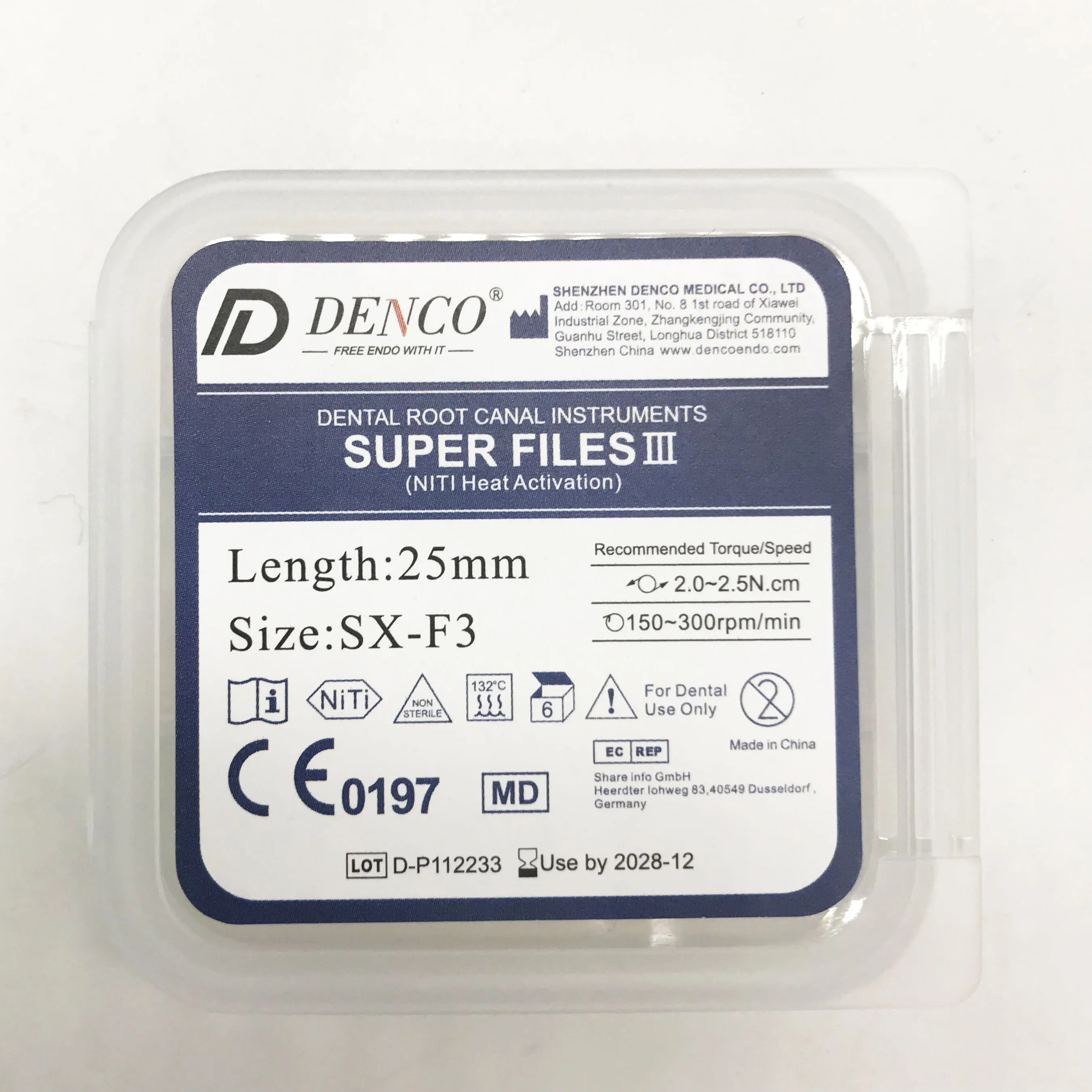 Стоматологический файл корневых каналов Denco Super Files III Niti термоактивация синий