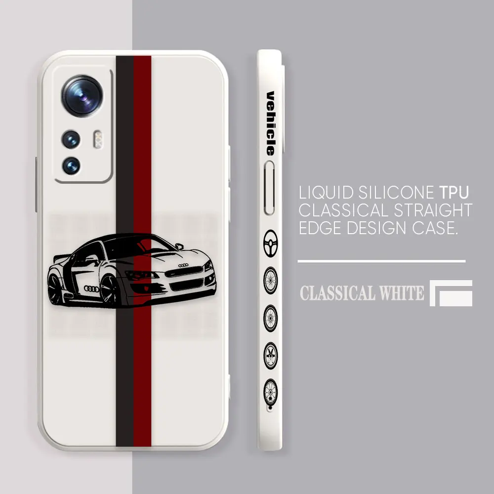 Phone Case For Xiaomi 13 12 12T 12S 11 11T 10 10S 9 8 Pro Ultra Lite Colour Case Cover Funda Cqoue Shell Capa Sports Car A-Audi
