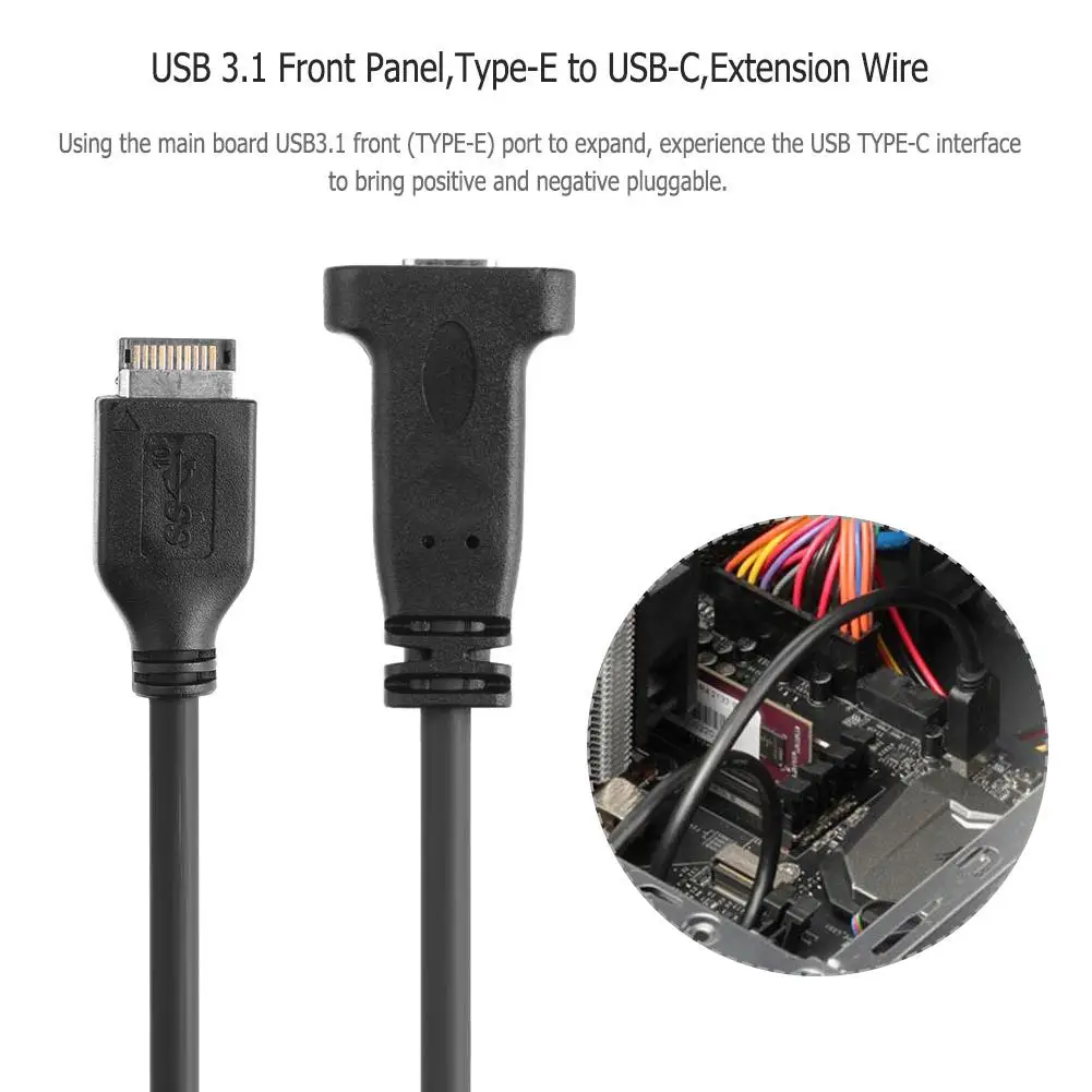 

0,5 м USB3.1 Разъем на передней панели Type-E Male to USB-C Type-C Female Удлинительный провод Кабель-адаптер Шнур 10 Гбит/с, высокоскоростная передача