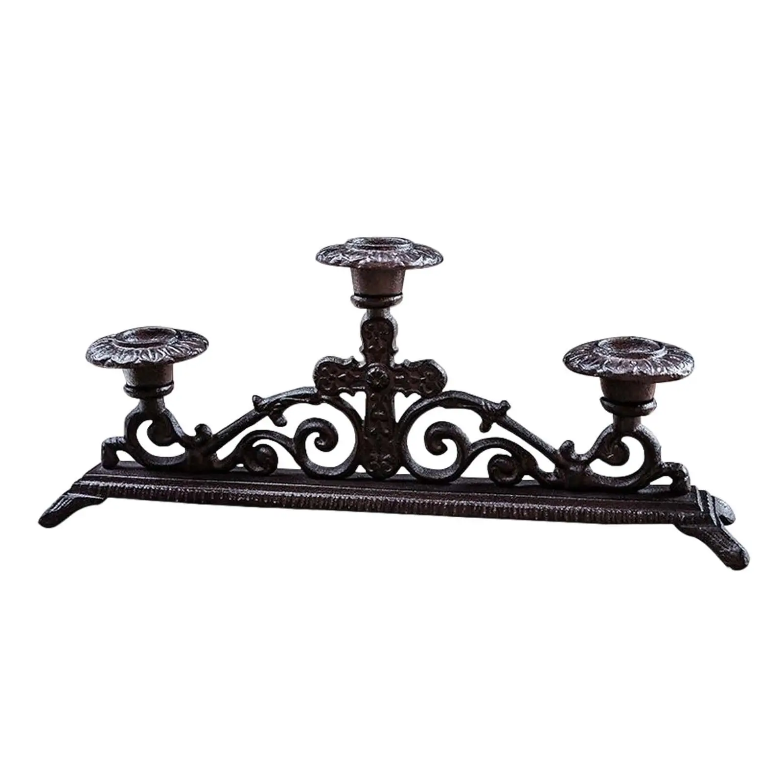 

3 Pillar Candles Holder Candlestick Pillar Candles Display Tabletop Romantic