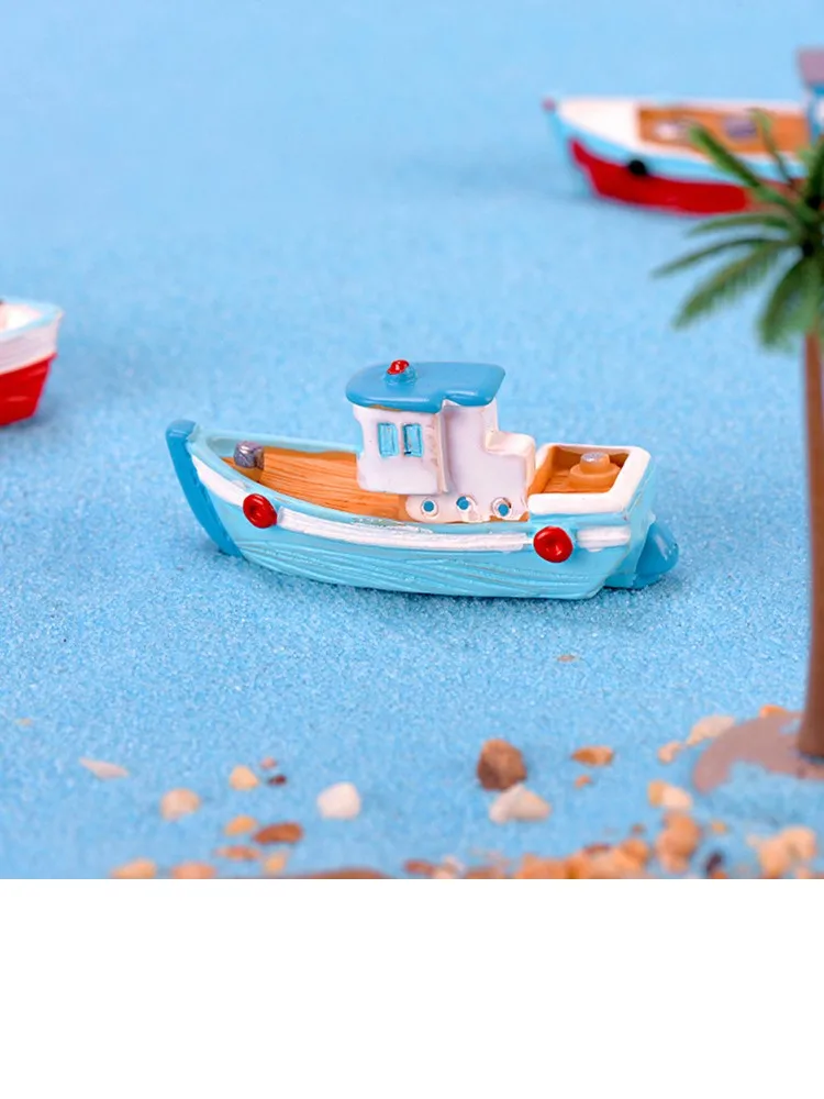 

Boat Yacht Mediterranean Sea Model Figurine Aquarium Ornament Craft Decor Miniature Home Fairy Garden Decoration DIY Accessories