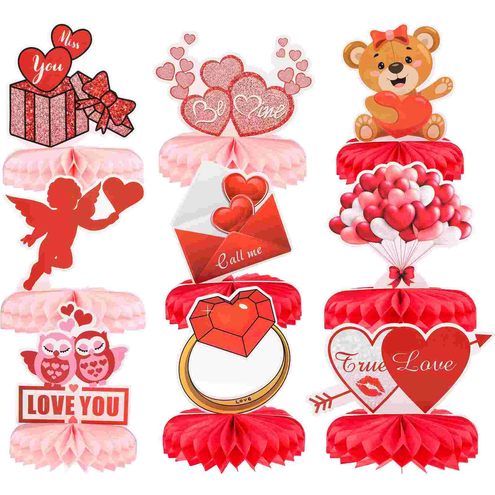 

Valentines Day Table Honeycomb Centerpiece Decor Centerpieces Valentine S Heart Decorations Party Wedding Supplies Toppers Cupid