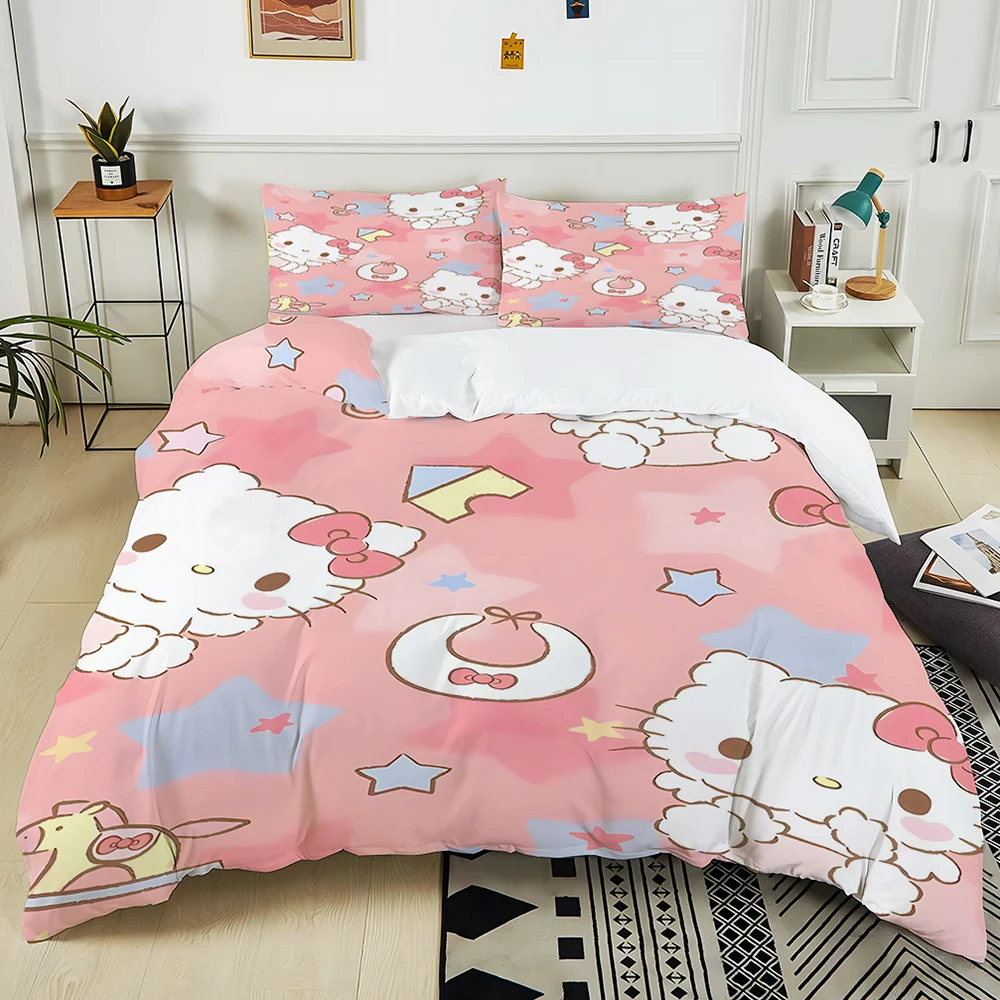 Комплект постельного белья Sanrio с милым принтом друзей Hello Kitty Melody Cinnamoroll
