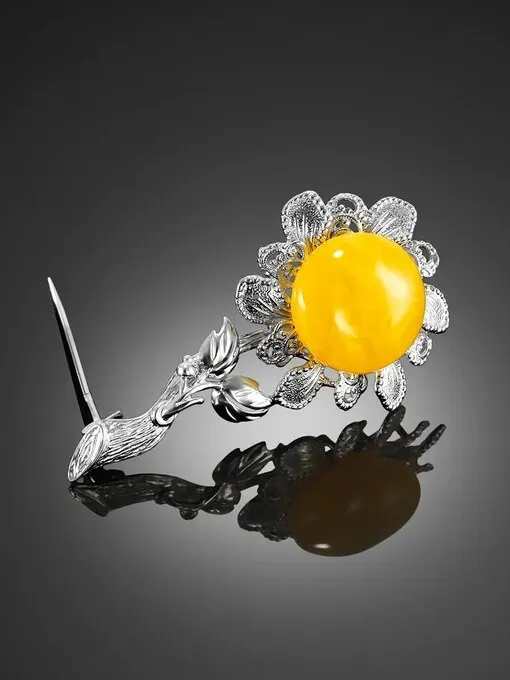 Рисунок 2 - Эффектная серебряная брошь «Подсолнух»