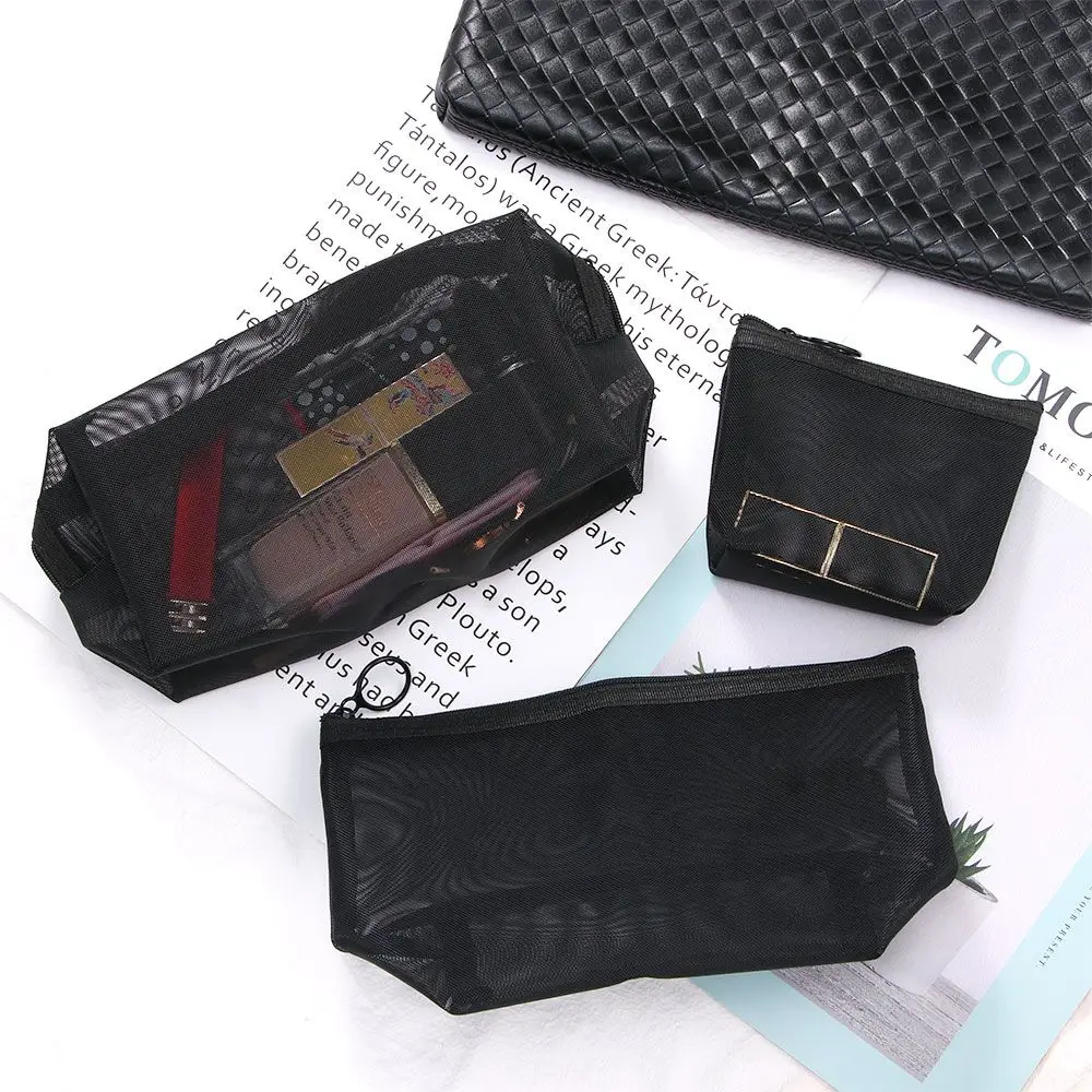

Black Toiletry Pouch Mesh Package Travel Organizer Wash Pouch Storage Bags Makeup Bags Bathing Bags Cosmetic Pouch