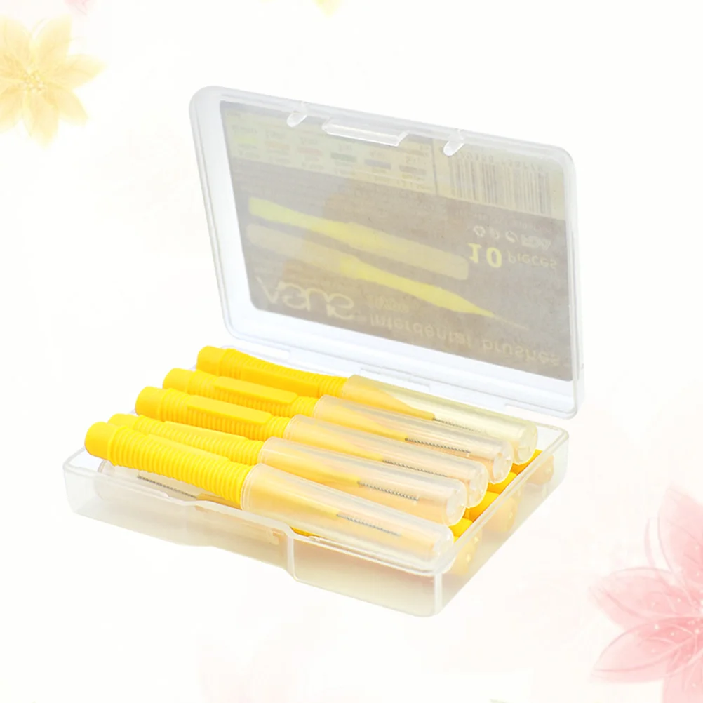 

10 шт. межзубные щетки между чистящими щетками, уход за нитью, чистящие щетки желтого цвета