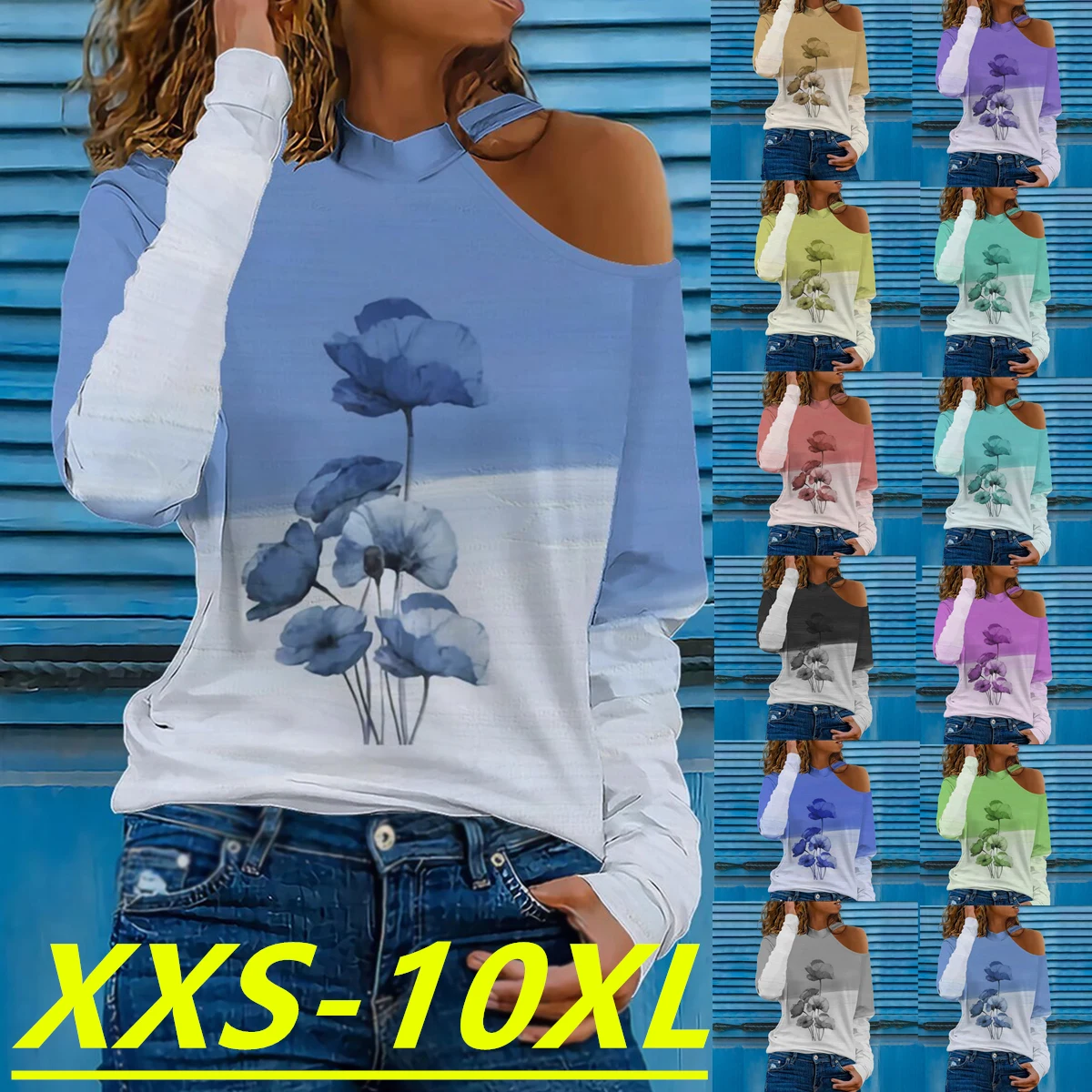 

Осень/Зима 2022 модный Женский Повседневный Топ с круглым вырезом и открытыми плечами с длинным рукавом большого размера