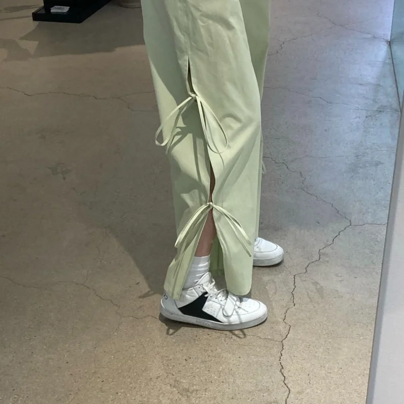 

Винтажные широкие брюки с заниженной талией, широкие брюки в Корейском стиле ретро, уличная одежда с разрезом и бантом, лето 2023