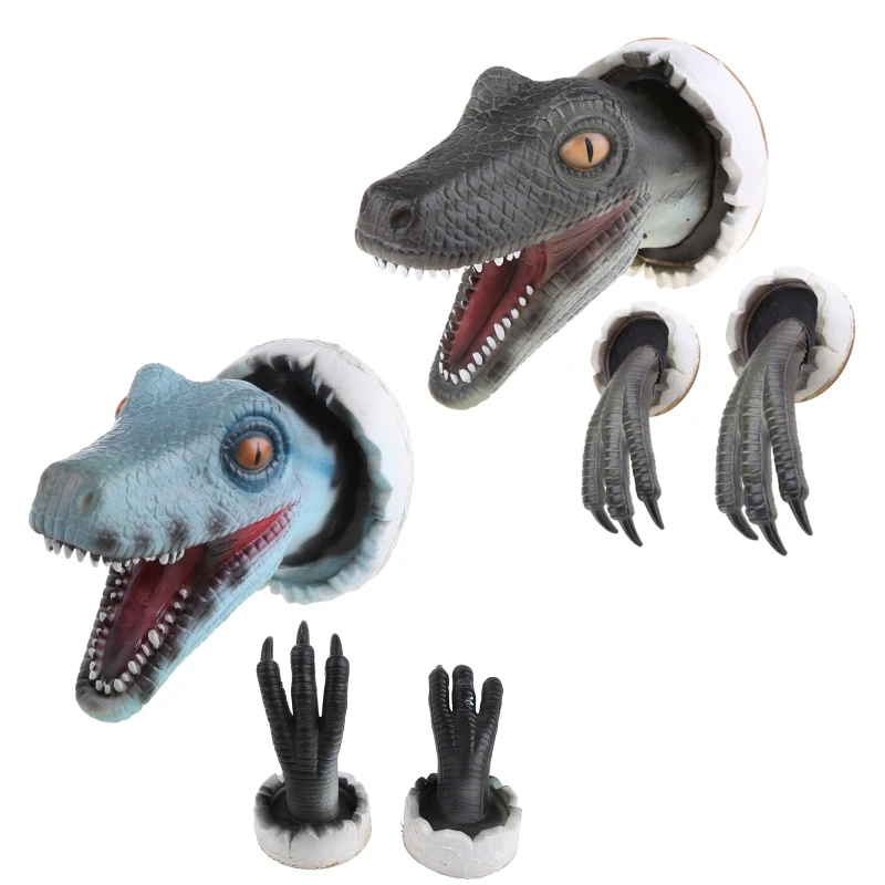 

Realistic Dinosaur for Head Wall Decors The Wall Halloween Party Door Decoration Latex Props Resin
