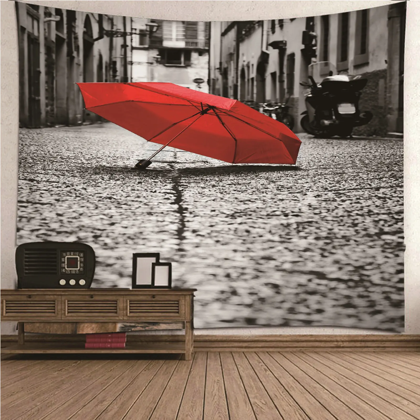 

King Tapestry Tapestries Designs Red Umbrella in the Alley Wall Hanging Blanket Dorm Art Decor Covering