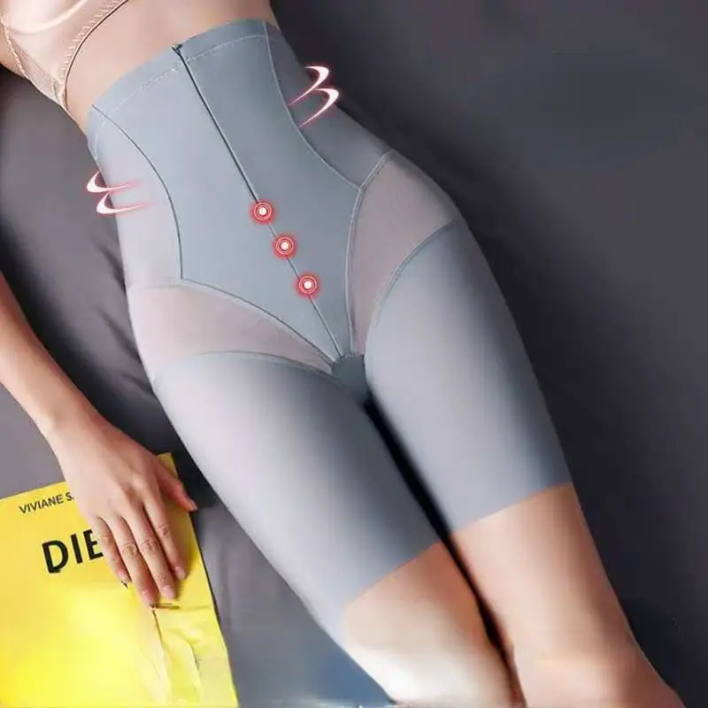 

Graphene High Waist Tummy Pants Women's Zipper Waist Hip Body Underwear Belly Slimming Pants Boxer Waist Trainer Lingerie Set