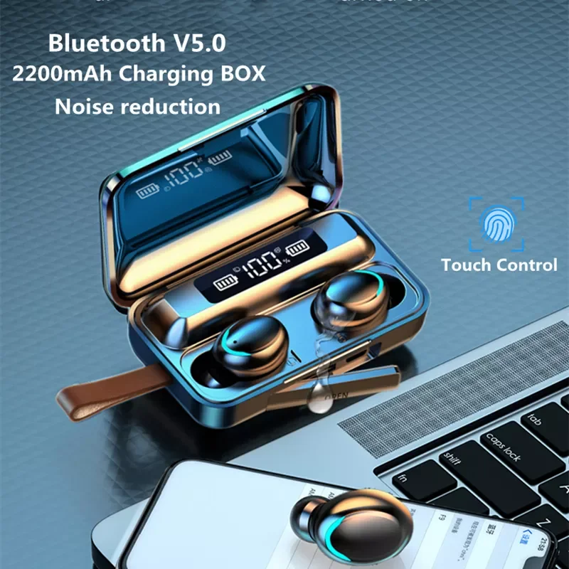 

Bluetooth-наушники F9-V5.0 TWS с сенсорным управлением и защитой от отпечатков пальцев