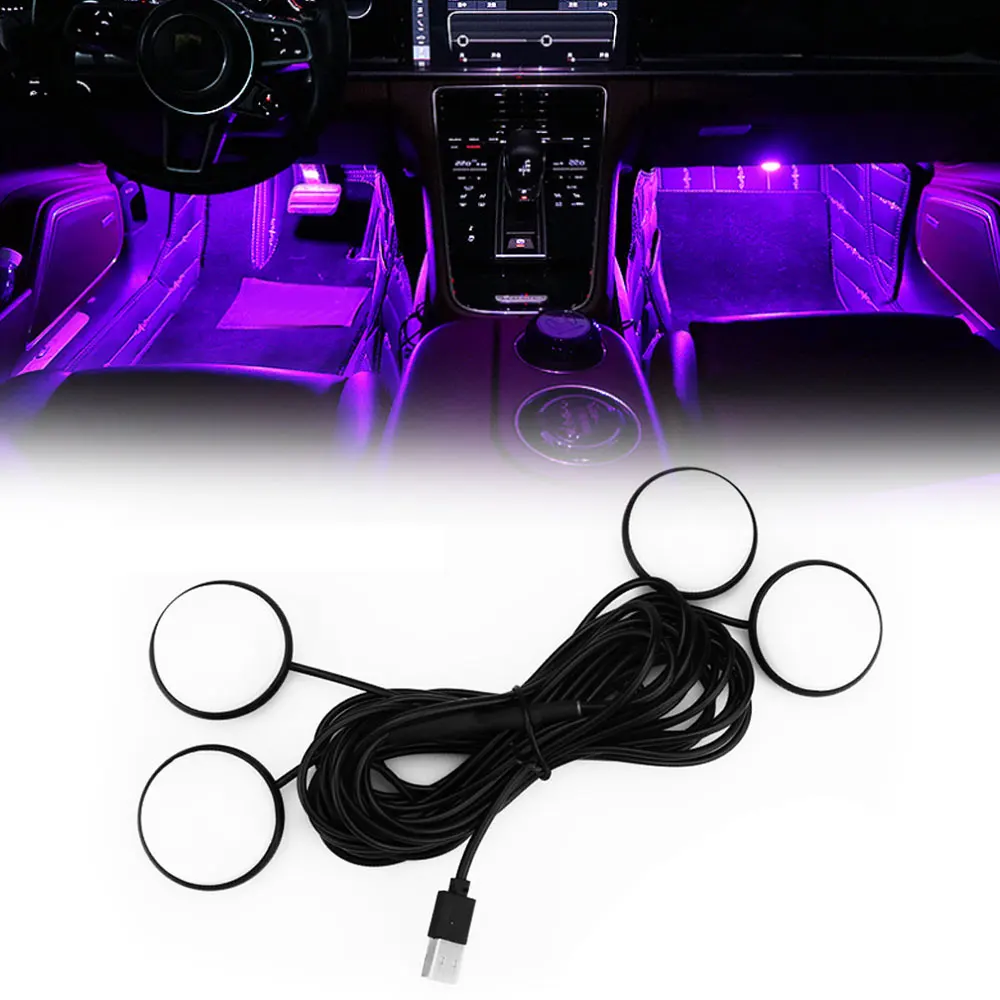 

12V Led USB Car Foot Lights Auto Interior Lighting Car Decorative Ambient Lamp Automobile Atmosphere Lights Blue/Pink