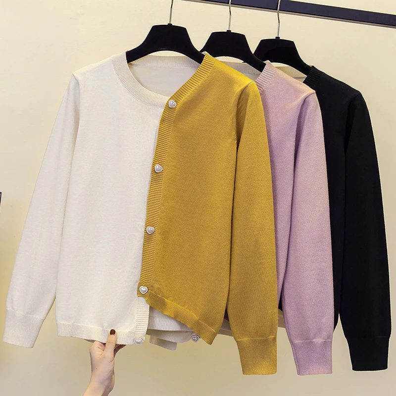 

autumn winter v-neck oversize loose thick sweater women knit top casual pullovers Long Sleeve big size Female Button Sweaters
