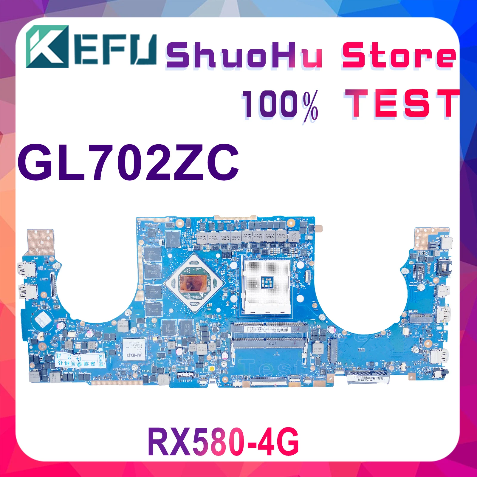 

KEFU GL702ZC Notebook Mainboard For ASUS ROG GL702Z Laptop Motherboard W/ RX580 4G Main Board 100% Test Full Function Work