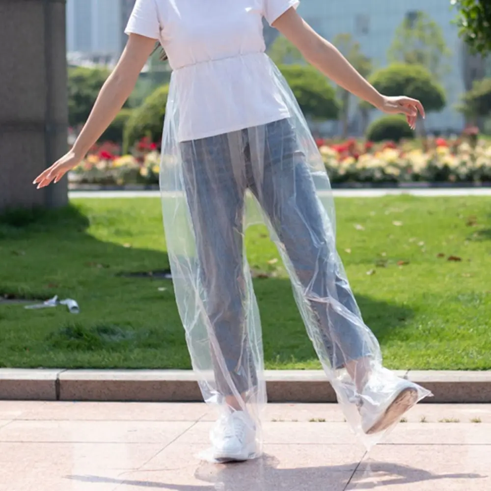 

Прозрачный одноразовый дождевик для путешествий, езды на велосипеде, водонепроницаемый плотный непромокаемый дождевик для ног, маслостойкие непромокаемые брюки