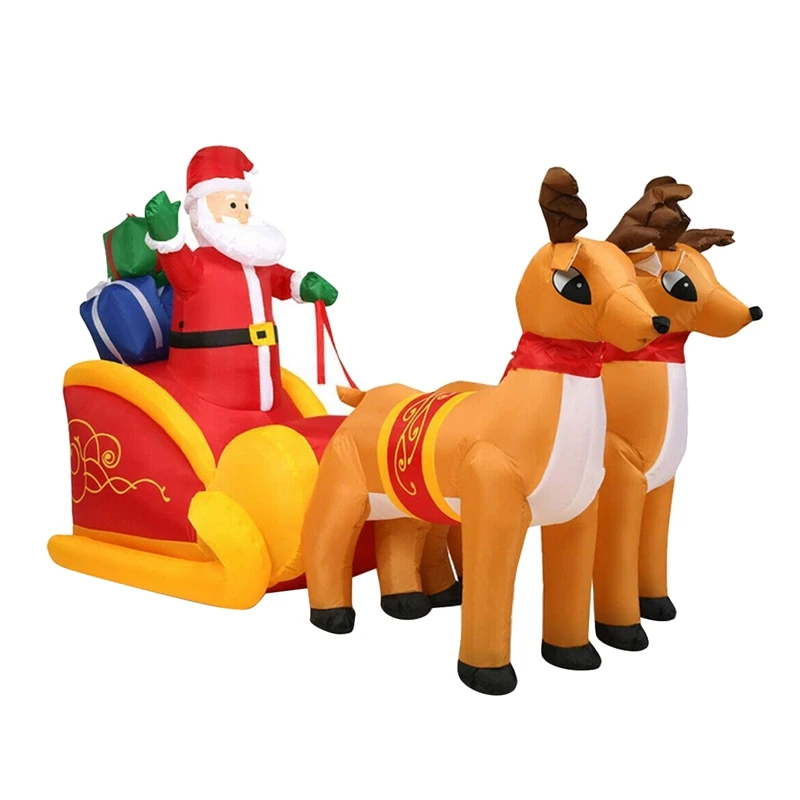 

Christmas Inflatable Santa Claus And 2 Cute Reindeer Christmas Inflatable For Lawn Yard Porch Xmas Party EU Plug