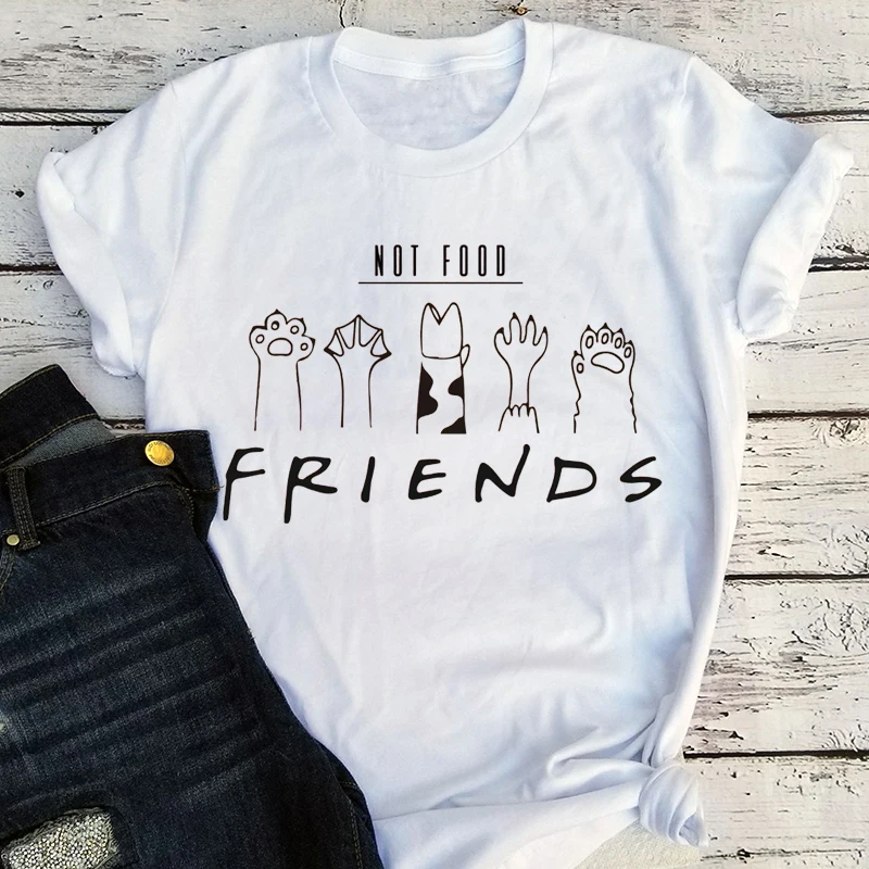 

Friends Not Food Graphic Tees Women Vegan Woman Tshirts Plus Fashion Eat Plants Ladies Tops Gothic Be Kind Clothes Goth XL