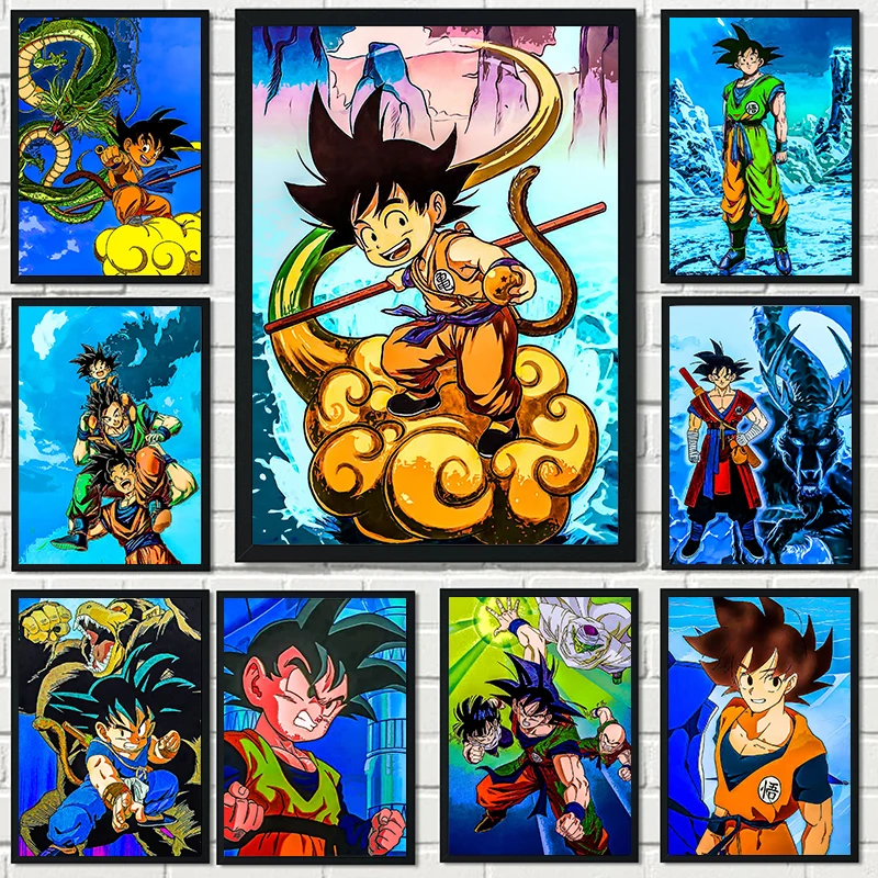 

Аксессуары Драконий жемчуг Гоку синие белые постеры из крафтовой бумаги детские настенные постеры и принты настенные картины для декора ко...