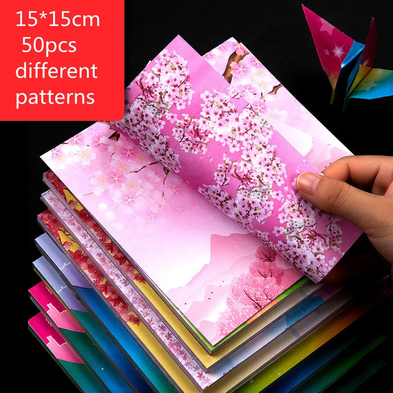 50 шт. 15 см Двусторонняя звезда оригами квадратная печать кран детский