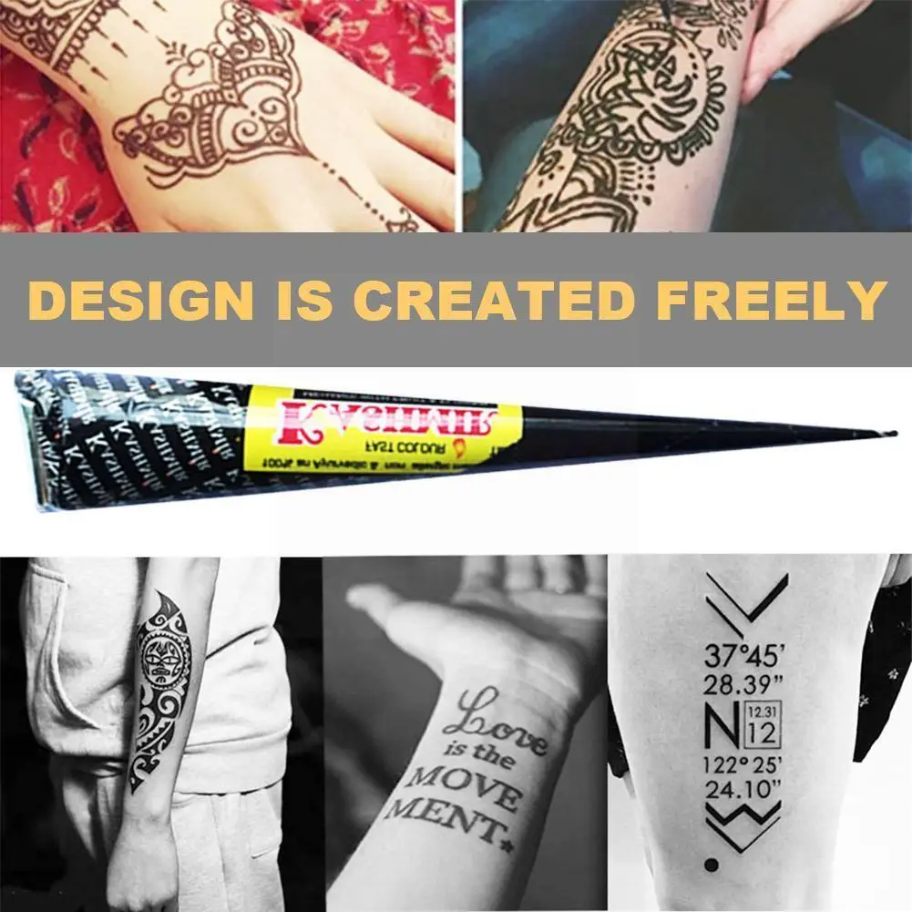 Натуральные индийские черные мгновенные конусы хны временная татуировка для