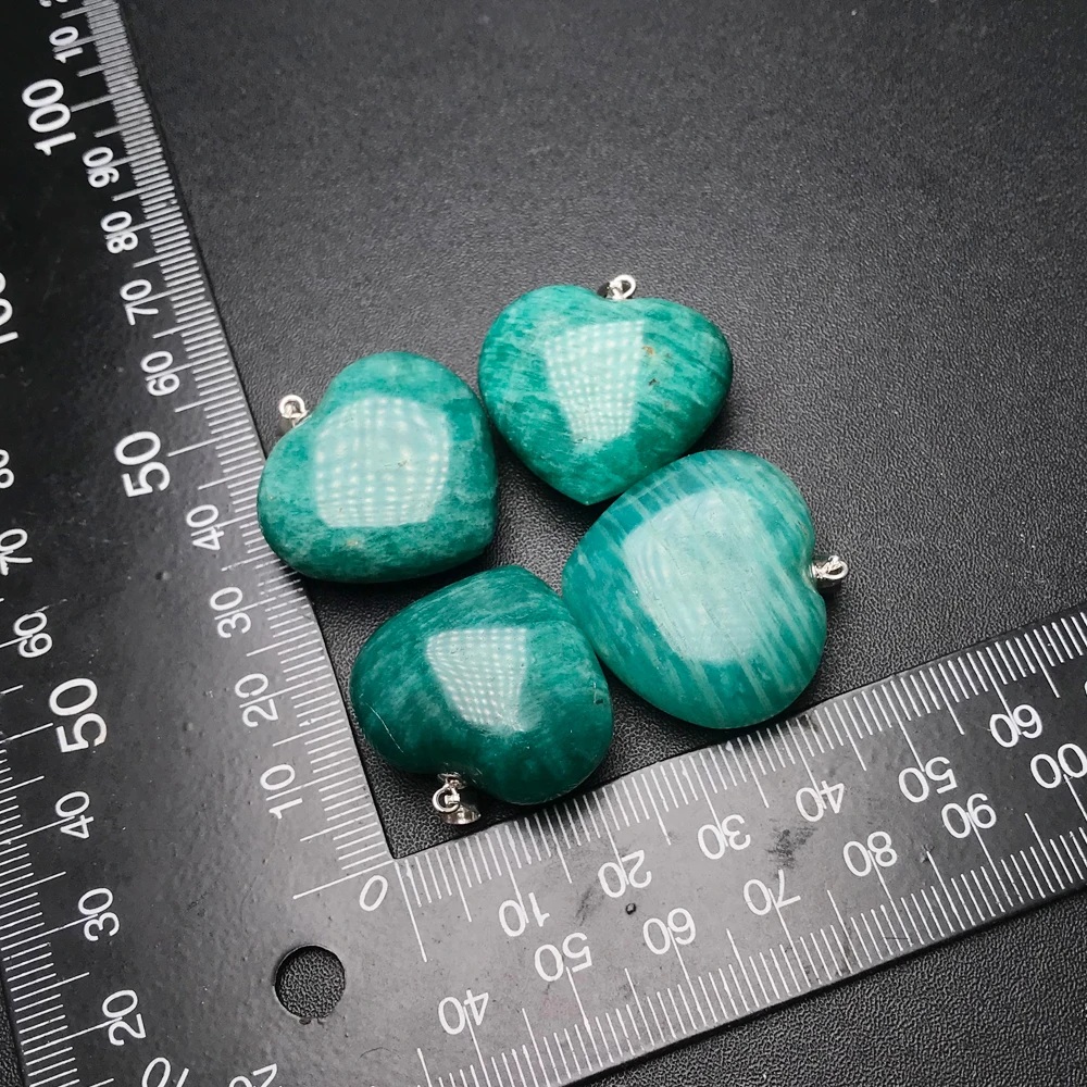 Подвеска в виде сердца из 100% натурального амазонита серебро 925 пробы женский