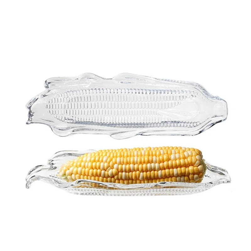 

12 Pack Corn Trays + 24 Pcs Corn Cob Holders Plastic Corn Dishes Service Tray Transparent Cob Dinnerware For Butter Corn