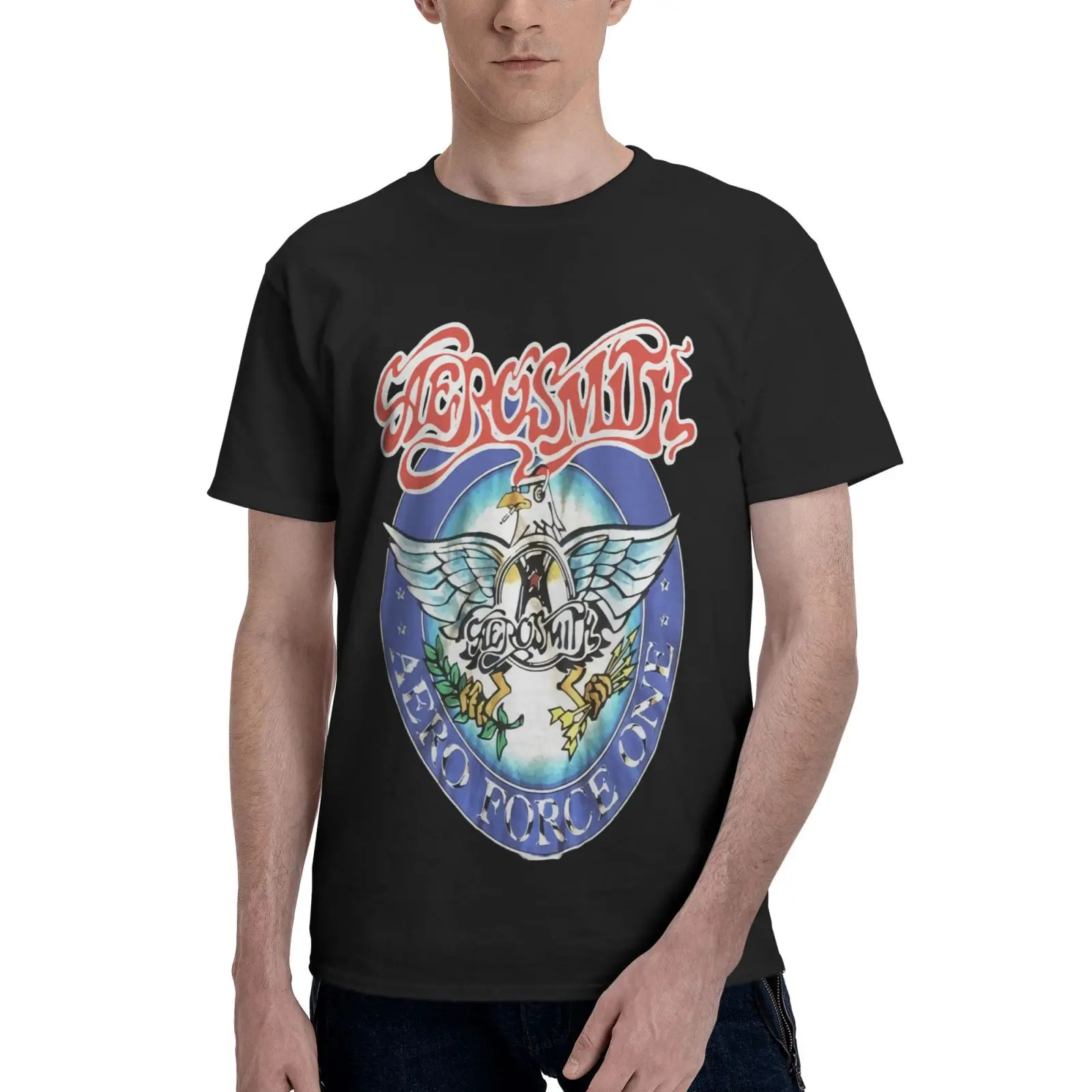 

Aerosmith Aerosmith Band Aero Force One Men T-Shirt Top Men Clothing Harajuku Graphic T Shirts T-Shirts Man Aesthetic Clothing