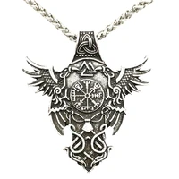 odin raven amulet viking valknut vegvisir trinity symbols male necklace pagan talisman jewelry