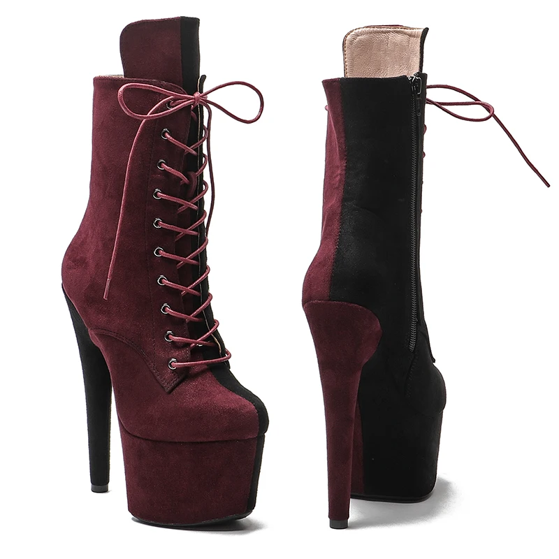 Leecabe  17CM/7inches  color matching Pole dancing shoes High Heel platform Boots Ankle Boots Sexy Fetish Stripper Shoes 3B