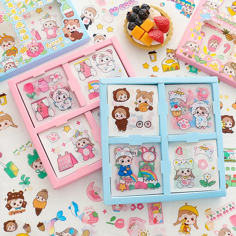 

Bundles sale of Box Small Cartoon stickers Adhesive Decorative appliques on Books Cups phones cases DIY Accessories