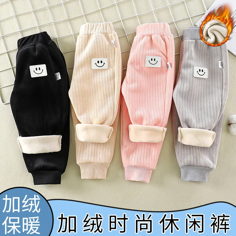 

Children's Fleece Pants Autumn and Winter New Men's and Women's Baby Thickening Warm Casual Sports Pants Outer Wear Trousers