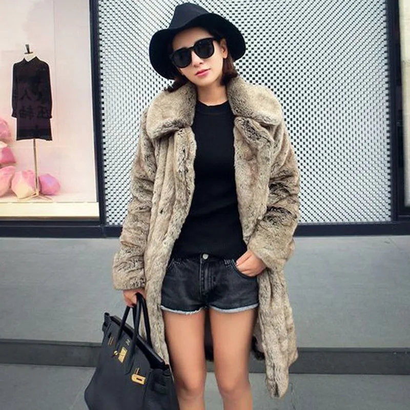 Fur Coat Women Autumn and Winter Fashion Warm Faux Fur Long-Cut Coat Women Winter Coat Women