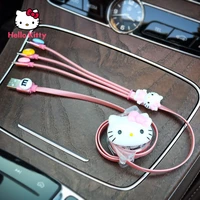 hello kitty charger fast charge female cute cartoon compatible with apple huawei android three in one data cable