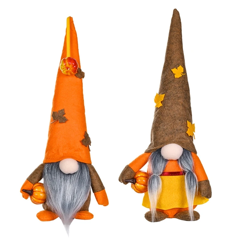 

Фестиваль сбора урожая, шляпа из кленового листа гнома, удерживает тыкву в руках, орнамент